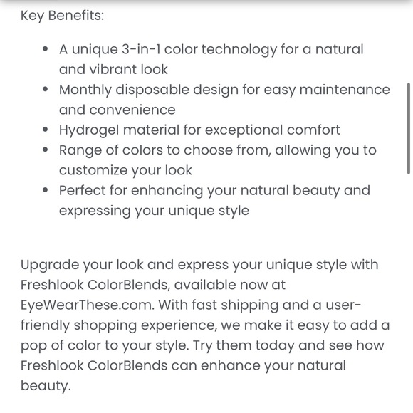 Brand New in box Freshlook Colored eye lense in Amythest (like purple) - Picture 3 of 3